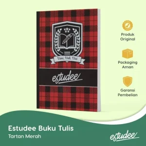 Buku Tulis Ukuran Boxy B5 Estudee Tartan Merah Isi 10